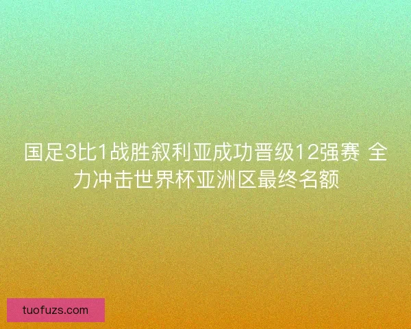 国足3比1战胜叙利亚成功晋级12强赛 全力冲击世界杯亚洲区最终名额