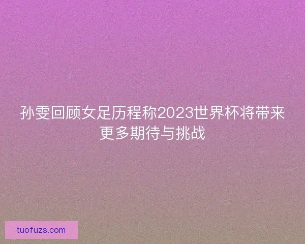 孙雯回顾女足历程称2023世界杯将带来更多期待与挑战