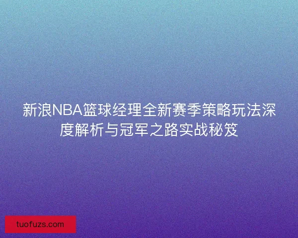 新浪NBA篮球经理全新赛季策略玩法深度解析与冠军之路实战秘笈